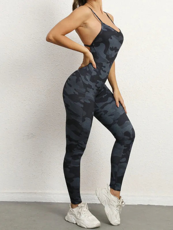 Women's sexy backless yoga fitness jumpsuit