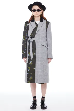 Wool and Brocade Grey Deconstructed Coat