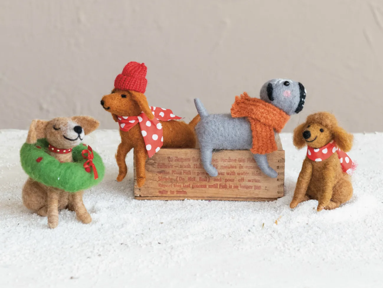 Wool Felt Christmas Dogs