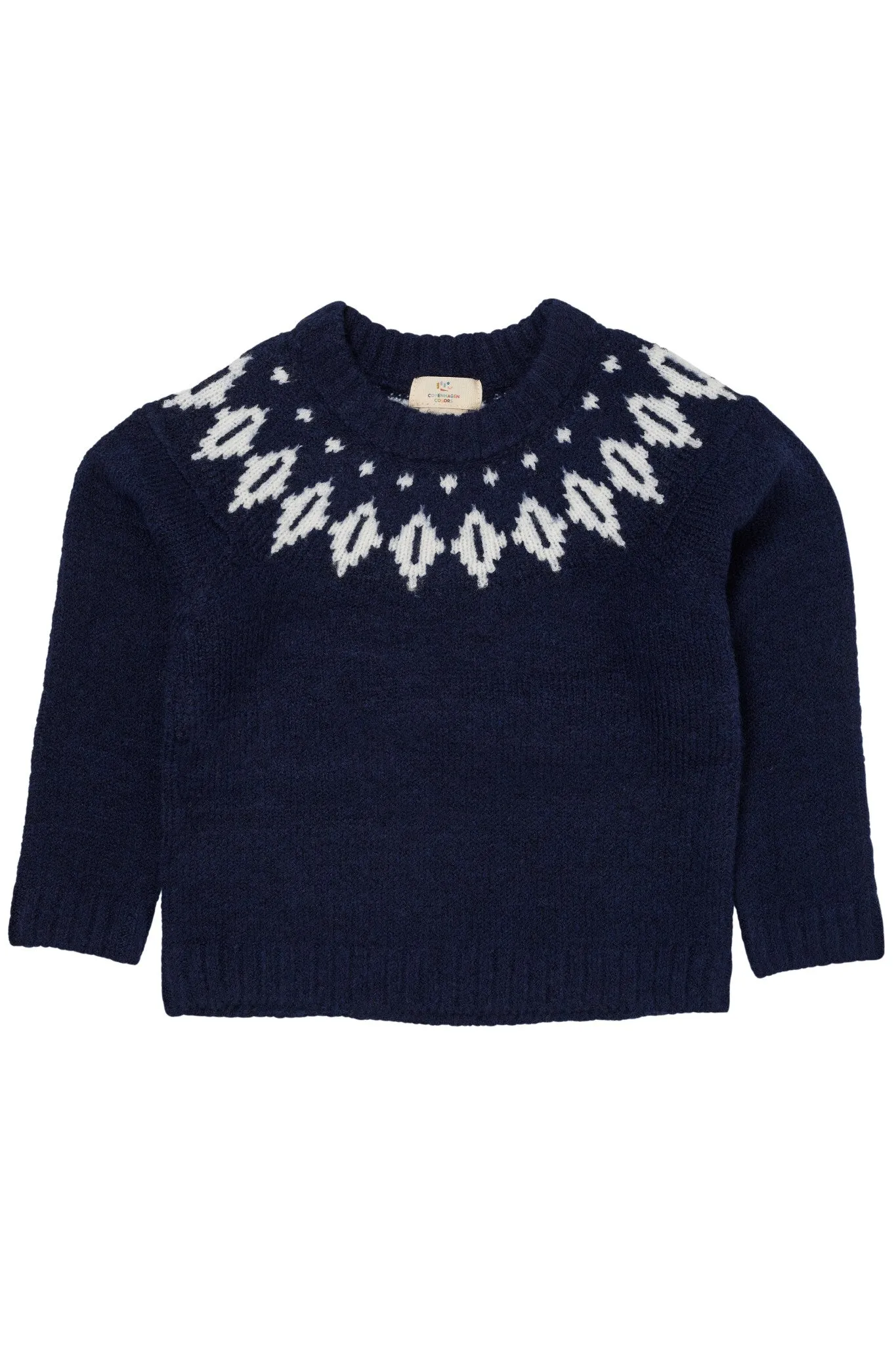 WOOL ICELAND BLOUSE - NAVY/CREAM COMBI