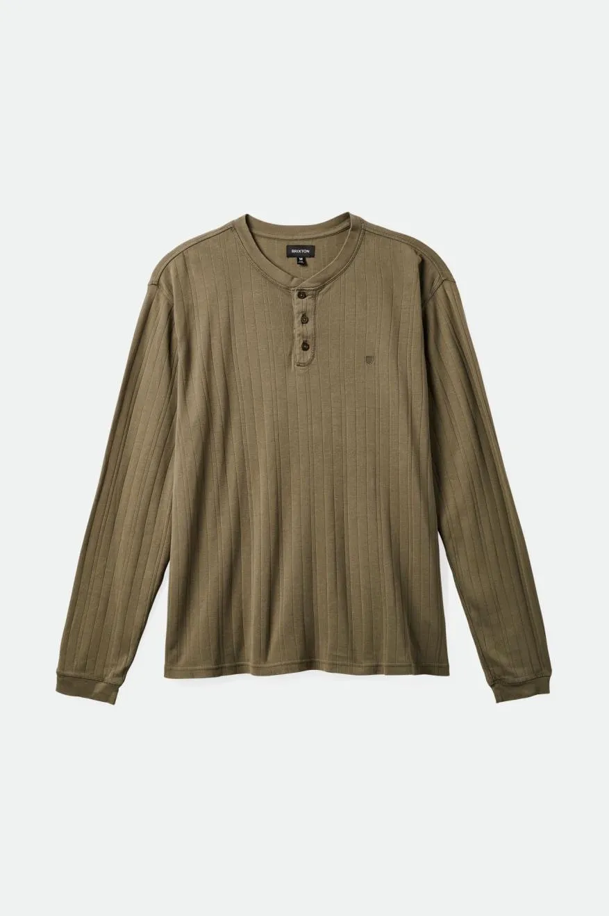 Wren Ribbed L/S Henley - Olive Surplus