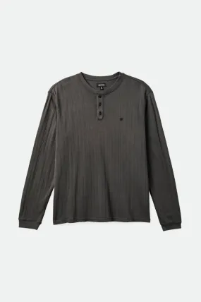 Wren Ribbed L/S Henley - Washed Black