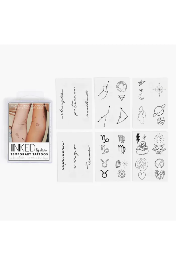 Zodiac Collection: Earth Signs Temporary Tattoo Pack