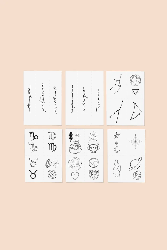 Zodiac Collection: Earth Signs Temporary Tattoo Pack