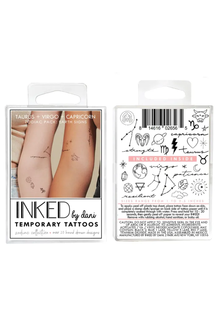 Zodiac Collection: Earth Signs Temporary Tattoo Pack