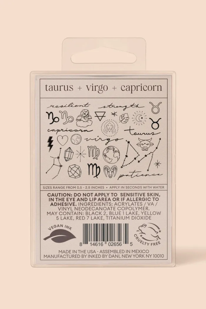 Zodiac Collection: Earth Signs Temporary Tattoo Pack